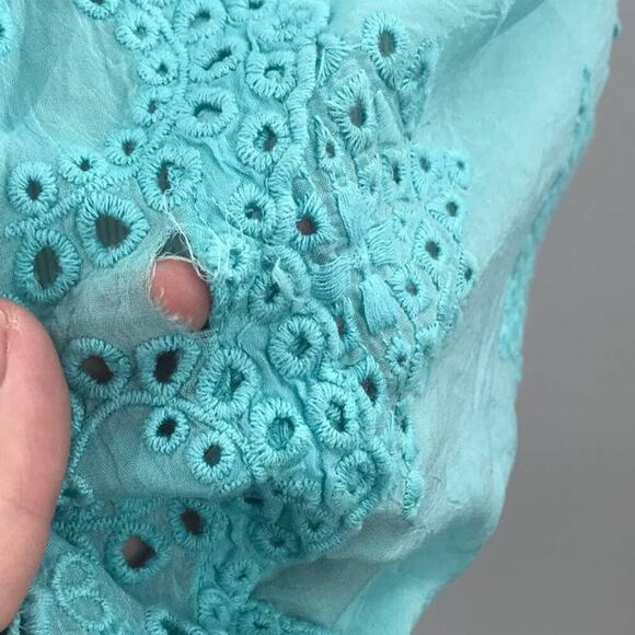 Johnny Was Blue Embroidered Eyelet Spear Tank Top - Picture 8 of 11